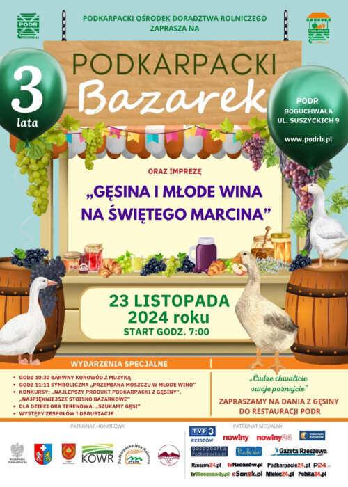 Podkarpacki Bazarek w Boguchwale: Święto Gęsiny i Młodego Wina na Świętego Marcina – już 23 listopada!